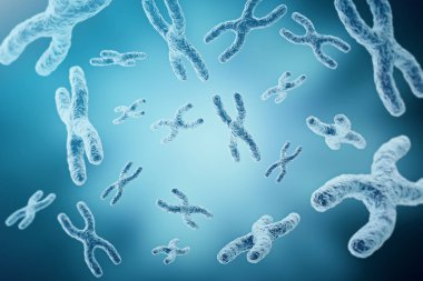 İnsan biyolojisi sağlık sembol gen terapisi veya Mikrobiyoloji genetik araştırma için bir kavram olarak XY kromozomu. 3D render