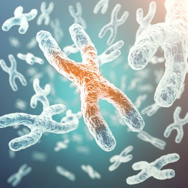 XY kromozomu, Merkezi, enfeksiyon, mutasyon, hastalık, odak efektli kavramı kırmızı. 3D render