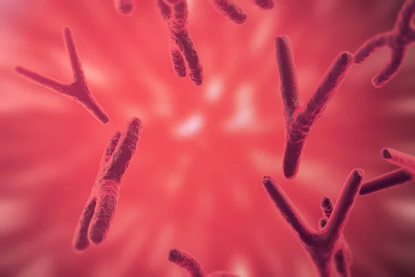 Wissenschaftlicher Hintergrund mit Chromosomen. Medizinwissenschaftliches Konzept. 3D-Darstellung — Stockfoto