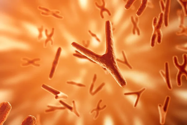 Научное образование с хромосомами. Медицинская научная концепция. 3d-рендеринг — стоковое фото