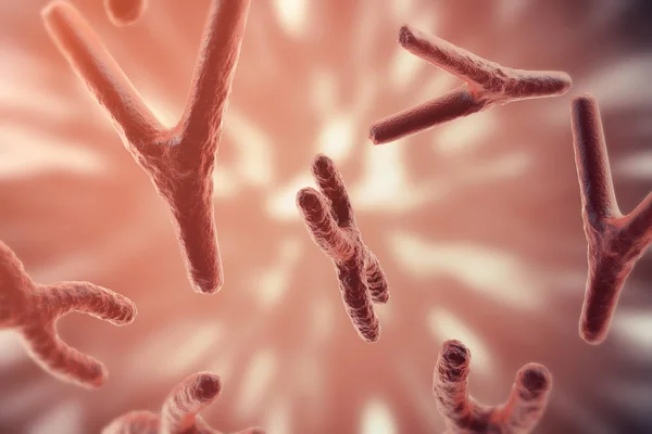Vědecké pozadí s chromozomy. Medicíny vědecké koncepce. 3D vykreslování — Stock fotografie