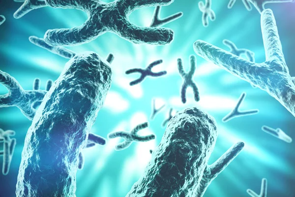 XY-kromosomer som begrepp för mänskliga biologin medicinsk symbol gen terapi eller mikrobiologi genetik forskning. 3D-rendering — Stockfoto