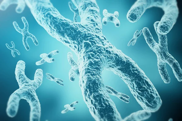 XY-cromosomas como concepto para la biología humana símbolo médico terapia génica o microbiología investigación genética. renderizado 3d — Foto de Stock