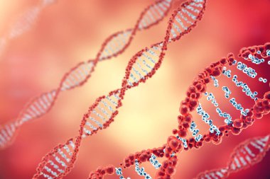 Dijital illüstrasyon renkli arka plan yapısında Dna. Tıp kavramı 3d render