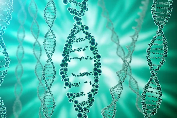 Molécula de ADN, estructura. Primer plano del concepto genoma humano. 3d rendering Concepto de medicina — Foto de Stock