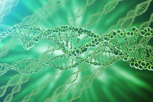 Ilustración digital de la estructura del ADN en un fondo colorido. Concepto de medicina 3d rendering — Foto de Stock