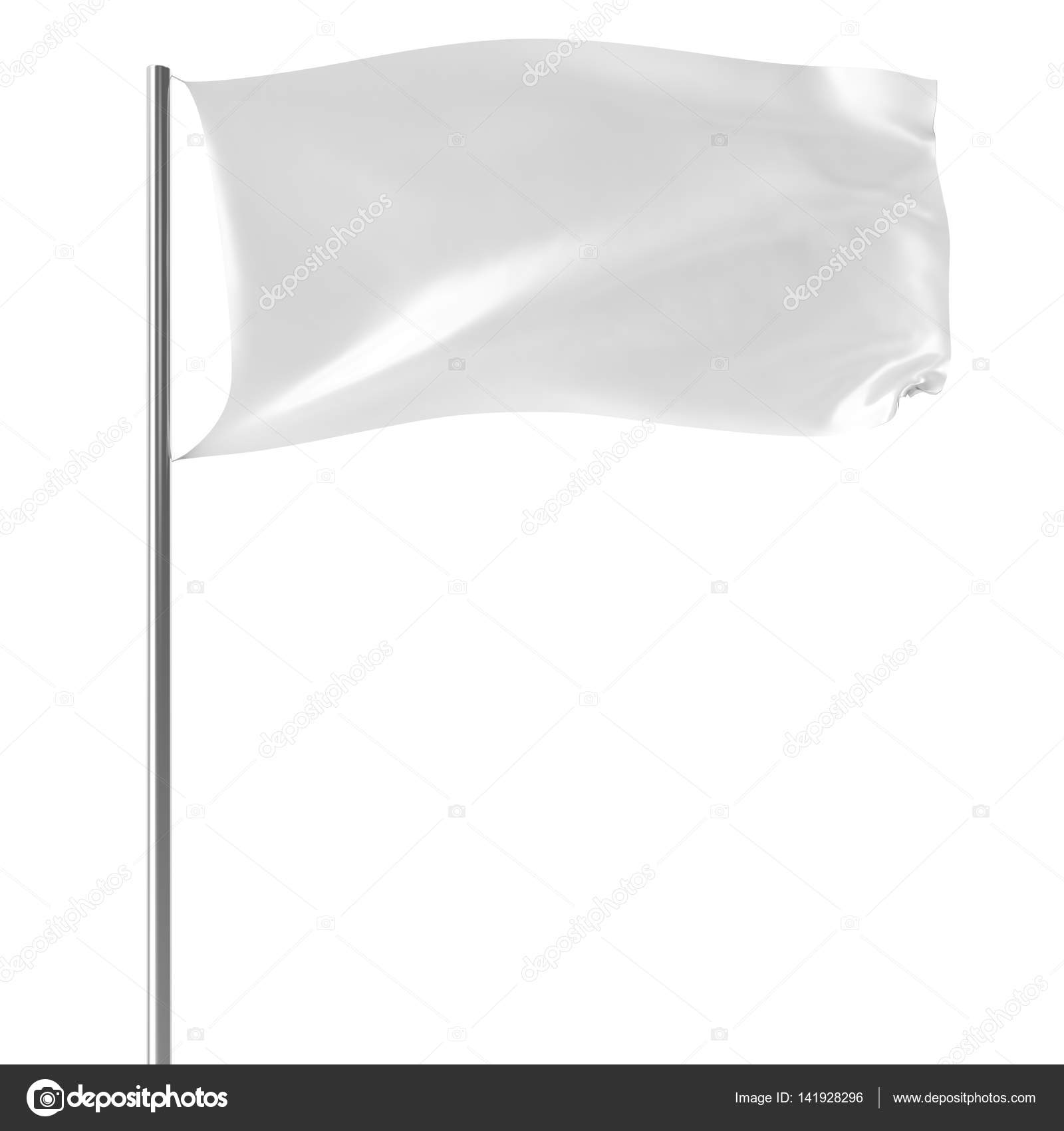 Download White flag on flagpole flying in the wind empty mock-up ...