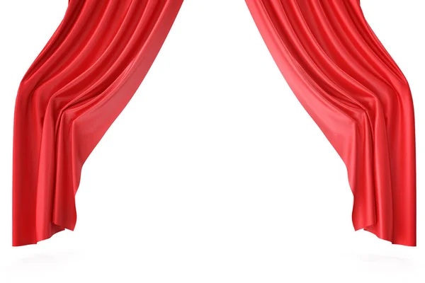 Luxury scarlet red silk velvet curtains realistic. 3d rendering — Stock Photo, Image