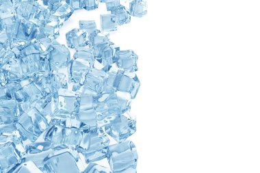 Buz küpleri arka plan, mavi buz küpleri yığını. 3D render