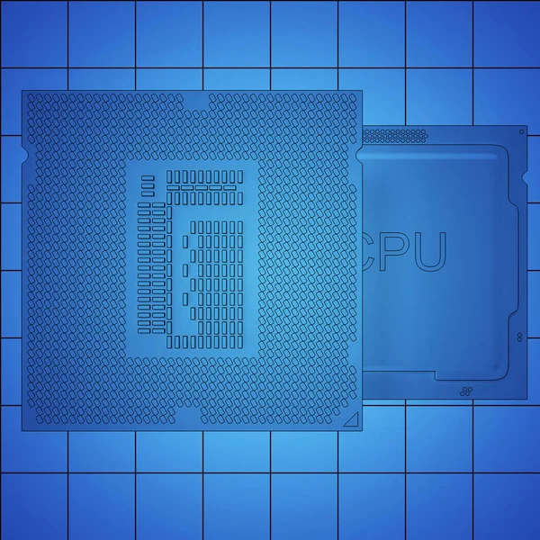 Ingeniero que trabaja en la impresión azul, CPU de la unidad del procesador del concepto, representación 3d —  Fotos de Stock