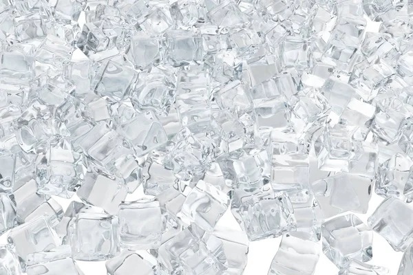 Fondo de cubitos de hielo, montón de cubitos de hielo blanco. renderizado 3d —  Fotos de Stock