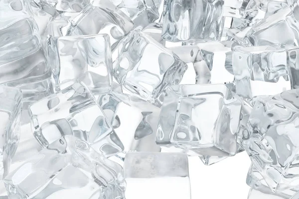 Fondo de cubitos de hielo, montón de cubitos de hielo blanco. renderizado 3d —  Fotos de Stock