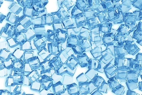 Montón de cubitos de hielo. fondo de cubos de hielo azul 3d renderizado —  Fotos de Stock