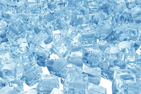 Fondo de cubitos de hielo, montón de cubitos de hielo azul. renderizado 3d — Foto de Stock