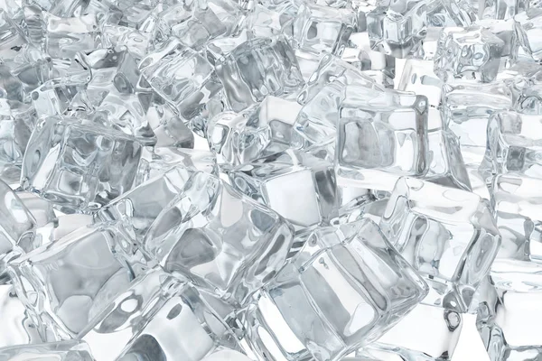 Haufen Eiswürfel. Hintergrund aus weißen Eiswürfeln 3D-Rendering — Stockfoto