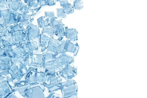 Πάγου κύβους φόντο, σωρός από μπλε παγάκια. 3D rendering — Φωτογραφία Αρχείου
