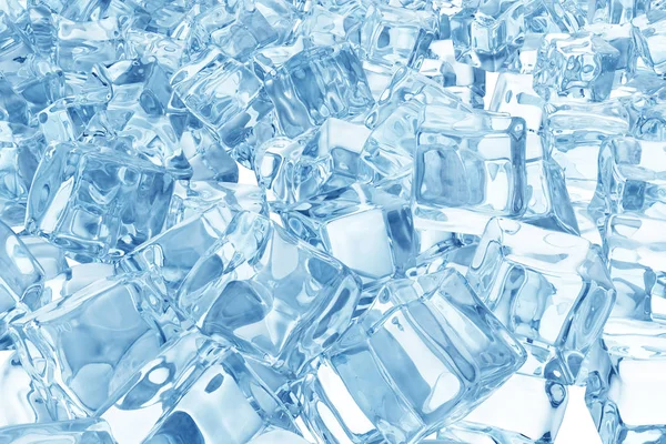 Fondo de cubitos de hielo, montón de cubitos de hielo azul. renderizado 3d —  Fotos de Stock