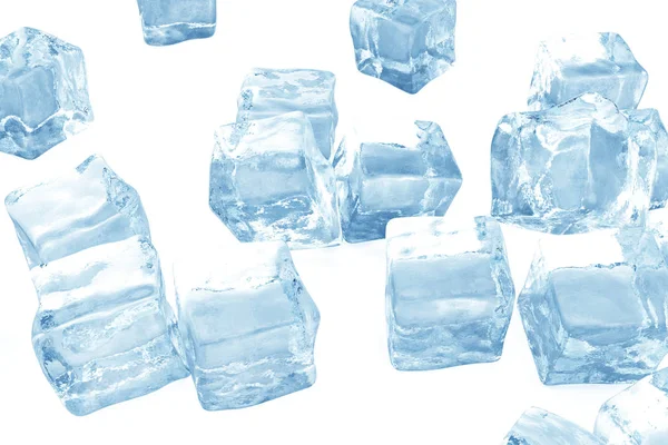 Fondo de cubitos de hielo, montón de cubitos de hielo azul. renderizado 3d — Foto de Stock