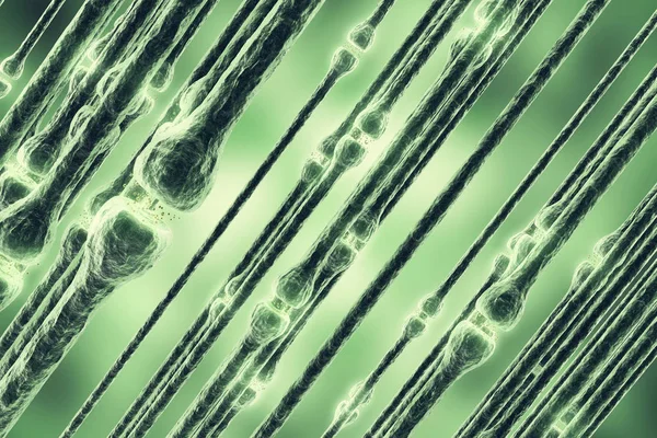 Szinapszis és Neuron sejtek küldött elektromos jeleket, kémiai. 3D-leképezés — Stock Fotó