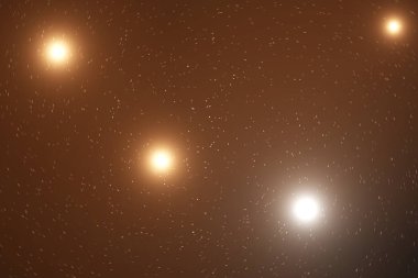 Gece gökyüzünde yıldızlar ve bulutsu, uzay tozu evrendeki dolu. 3D render