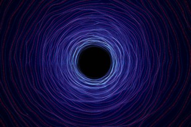 Soyut hız tüneli warp alanı, solucan deliği veya kara delik, cosmos içinde geçici alan üstesinden sahne. 3D render