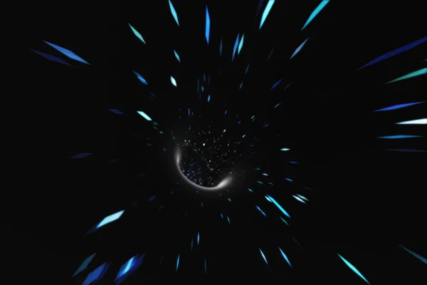 Star Warp oder Hyperspace, abstrakte Geschwindigkeitstunnel Warp im Weltraum. durch das Universum, 3D-Darstellung — Stockfoto