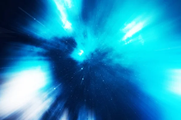 Светящаяся червоточина в космосе, межзвездное искривление, путешествующее сквозь пространство и время. 3d-рендеринг — стоковое фото
