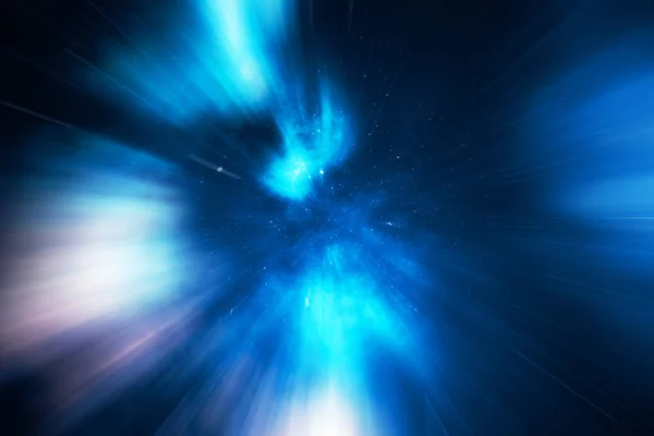 Звёздное искривление или гиперпространство, абстрактное искривление скоростного туннеля в космосе. По всей вселенной, 3d рендеринг — стоковое фото