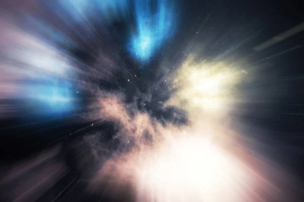 Star Warp oder Hyperspace, abstrakte Geschwindigkeitstunnel Warp im Weltraum. durch das Universum, 3D-Darstellung — Stockfoto