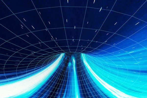 Космическая червоточина, концепция космических путешествий, туннель в форме воронки, который может соединить одну вселенную с другой. 3d-рендеринг — стоковое фото