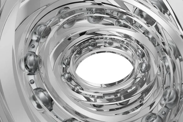 Rolamento giratório de vidro realista no fundo branco do rolamento. Renderização 3d — Fotografia de Stock
