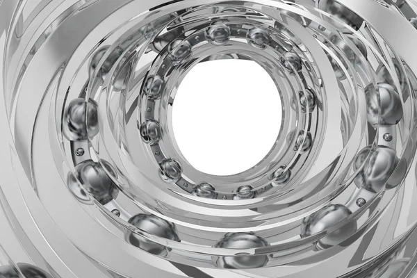 Realistic glass whirling bearing in the bearing white background. 3d rendering — Stock Photo, Image