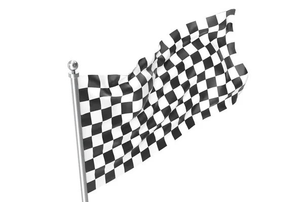 Zielflagge. Finish karierte Flagge, 3D-Darstellung isoliert auf weißem Hintergrund — Stockfoto
