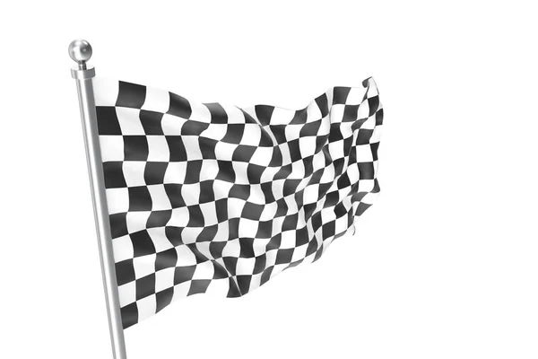 Karierte Fahnen. Rennflagge, 3D-Darstellung isoliert auf weiß — Stockfoto