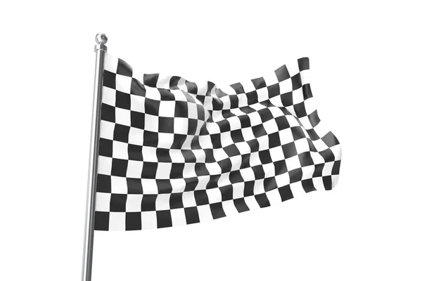 Bandiere a scacchi. Bandiera da corsa, rendering 3d isolato su bianco — Foto Stock