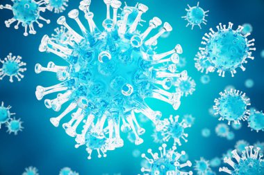 3D illüstrasyon virüs, bakteri, mikrop hücre organizma, virüs arka plan. Grip virüsü H1n1 domuz gribi, hepatit, HIV, grip AIDS