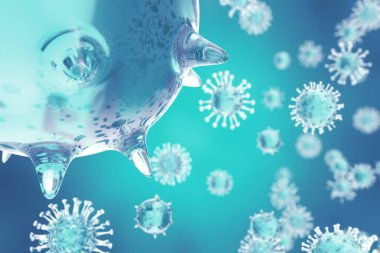 Grip virüsü H1n1. domuz gribi, 3D çizimi bulaştırmak organizma, viral hastalığı salgın.