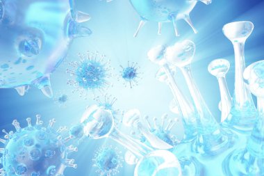 3D çizim, hepatit, H1n1, HIV, AIDS grip virüsleri soyut arka plan