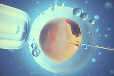suni tohumlama veya in-vitro fertilizasyon yumurta, yumurta veya zigot, kavram, bilimsel deney 3D çizimi