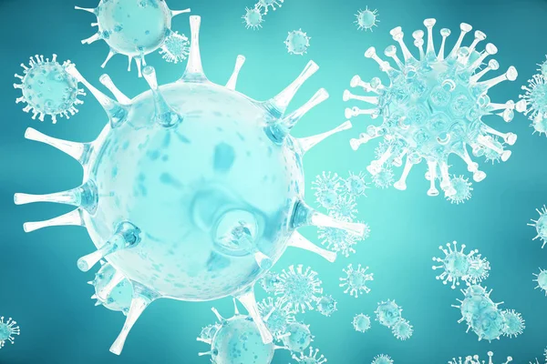 3D ілюстрації вірусів у зараженому організмі, епідемія вірусних захворювань, абстрактний фон вірусу — стокове фото