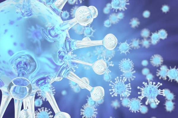 3D ilustracja wirusa grypy H1n1. świńskiej grypy, zainfekowania organizmu, epidemia choroby wirusowe. — Zdjęcie stockowe