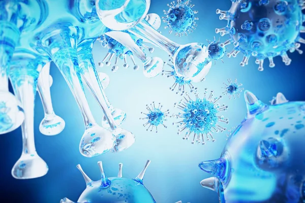 Ilustrasi 3D, Hepatitis, H1N1, HIV, virus FLU AIDS latar belakang abstrak — Stok Foto