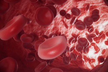 Soyut kırmızı kan hücreleri, bilimsel ya da tıbbi veya Mikrobiyolojik kavramı, 3d render