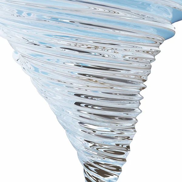 Tornado in vetro astratto isolato su sfondo bianco, rendering 3D — Foto Stock