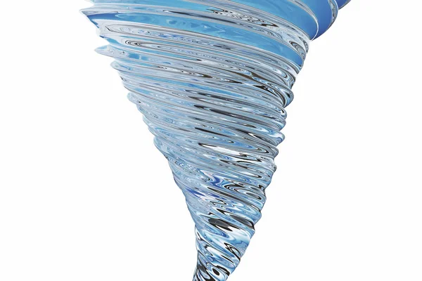 Abstracte glas tornado geïsoleerd op een witte achtergrond, 3D-rendering — Stockfoto