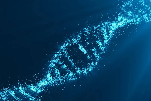 DNA kavramı. Enkaz uçan üzerinden mesh küreler yapısı. İnce çizgi kavramı. Mavi tarzı resimde. 3D render — Stok fotoğraf