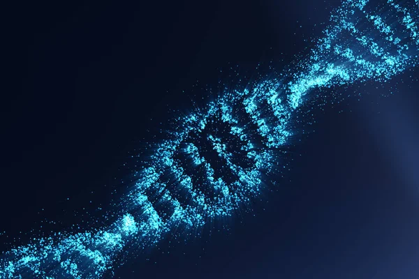 Rotierende DNA, gentechnikwissenschaftliches Konzept, blauer Farbton. 3D-Darstellung — Stockfoto