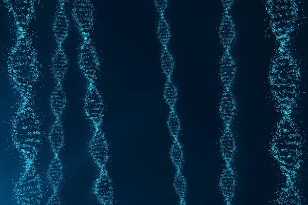 DNA rotativo, conceito científico de engenharia genética, coloração azul. Renderização 3d — Fotografia de Stock