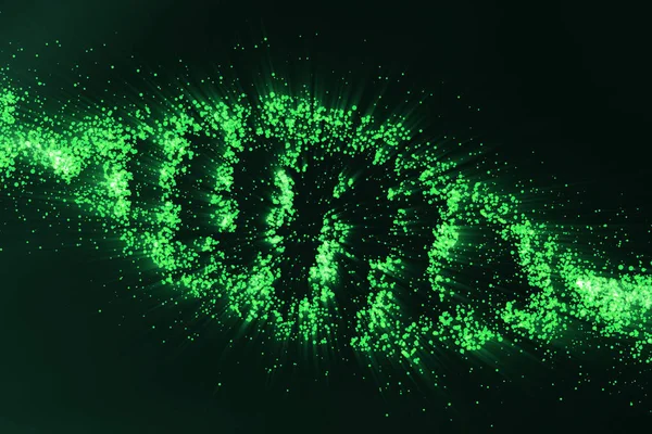 Concepto de bioquímica con molécula de ADN sobre fondo verde, concepto científico de ingeniería genética, tinte verde. Renderizado 3D —  Fotos de Stock