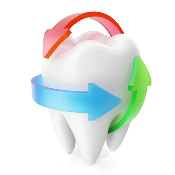 Sauberer und hochglanzrealistischer Zahnschutz isoliert auf weißem Hintergrund, Schutzkonzept. 3D-Darstellung — Stockfoto